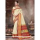 Handloom Cotton Cream Traditional Saree