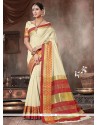 Handloom Cotton Cream Traditional Saree