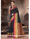 Black Weaving Work Handloom Cotton Traditional Saree