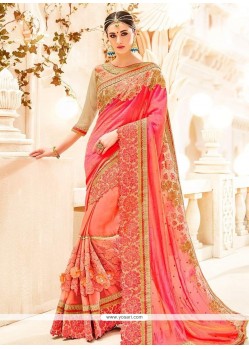 Orange And Pink Shaded Saree