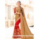 Beige And Red Half N Half Saree