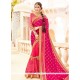 Hot Pink Lace Work Designer Half N Half Saree