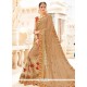 Faux Chiffon Beige Embroidered Work Classic Designer Saree