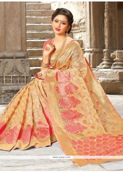 Art Silk Beige And Peach Designer Traditional Saree