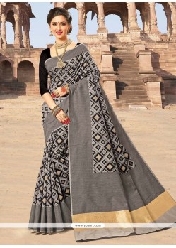 Grey Weaving Work Art Silk Designer Traditional Saree