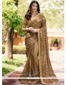 Resham Fancy Fabric Classic Designer Saree In Brown