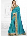 Embroidered Work Blue Designer Traditional Saree