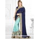 Fancy Fabric Blue And Navy Blue Half N Half Designer Saree