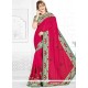 Faux Chiffon Rani Patch Border Work Saree