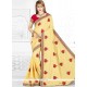 Yellow Patch Border Work Art Silk Designer Traditional Saree