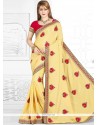 Yellow Patch Border Work Art Silk Designer Traditional Saree