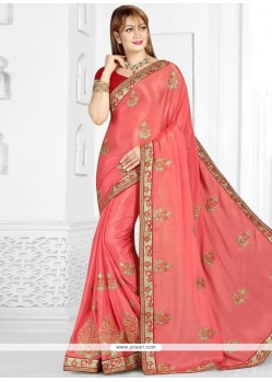 Embroidered Work Faux Chiffon Classic Saree