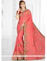 Embroidered Work Faux Chiffon Classic Saree