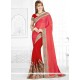 Embroidered Work Faux Chiffon Designer Half N Half Saree