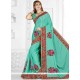 Embroidered Faux Chiffon Classic Designer Saree In Blue