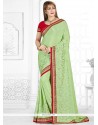 Art Silk Green Embroidered Work Traditional Saree