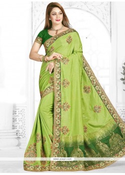 Jacquard Green Classic Saree
