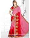 Pink And Red Shaded Saree