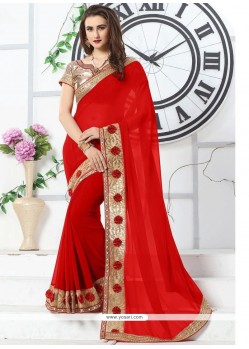 Patch Border Work Faux Georgette Saree