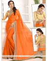 Patch Border Work Faux Crepe Classic Saree