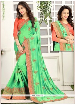 Crepe Silk Green Designer Saree