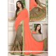 Brown And Orange Patch Border Work Half N Half Saree