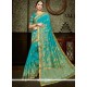 Blue Embroidered Work Art Silk Traditional Designer Saree