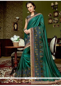 Patch Border Work Art Silk Traditional Designer Saree