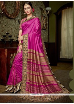 Hot Pink Art Silk Traditional Saree