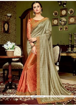 Orange Art Silk Designer Traditional Saree