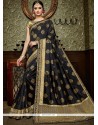 Black Embroidered Work Art Silk Designer Traditional Saree