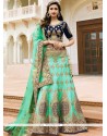 Art Dupion Silk Sea Green Resham Work Lehenga Choli