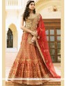 Zari Art Dupion Silk Lehenga Choli In Red