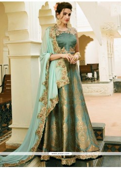 Banarasi Silk Turquoise Lehenga Choli