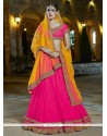 Net Hot Pink Resham Work Lehenga Choli