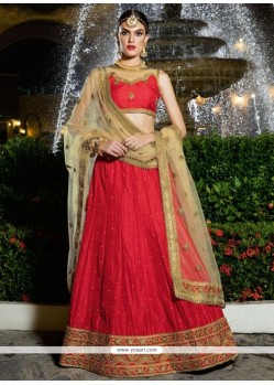 Red Banarasi Silk Lehenga Choli