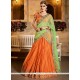 Orange Patch Border Work Art Silk Lehenga Choli