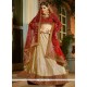 Embroidered Work Beige And Red Lehenga Choli