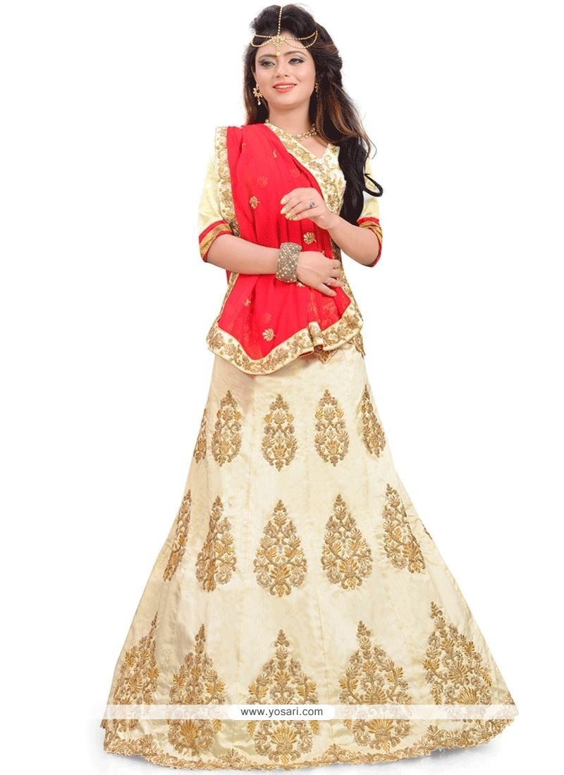 Buy Embroidered Work Red And White Lehenga Choli Wedding Lehenga