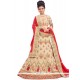 Art Silk Cream And Red Patch Border Work Lehenga Choli