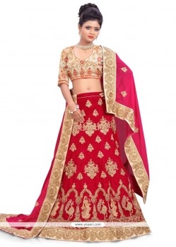 Art Silk Hot Pink Patch Border Work Lehenga Choli