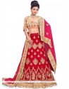 Art Silk Hot Pink Patch Border Work Lehenga Choli