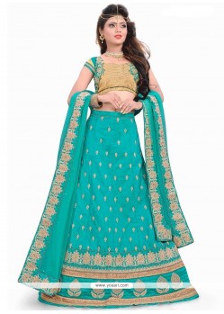 Art Silk Turquoise Lehenga Choli