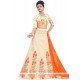 Art Silk Cream And Orange Lehenga Choli