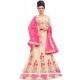 Art Silk Cream And Pink Zari Work Lehenga Choli