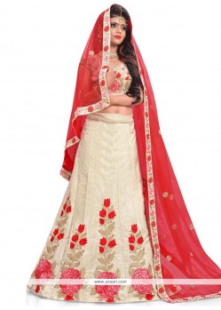 Cream And Red Lehenga Choli