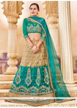 Turquoise Lace Work Lehenga Choli