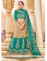 Turquoise Lace Work Lehenga Choli