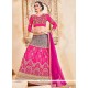 Grey And Hot Pink Net Lehenga Choli