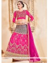 Grey And Hot Pink Net Lehenga Choli